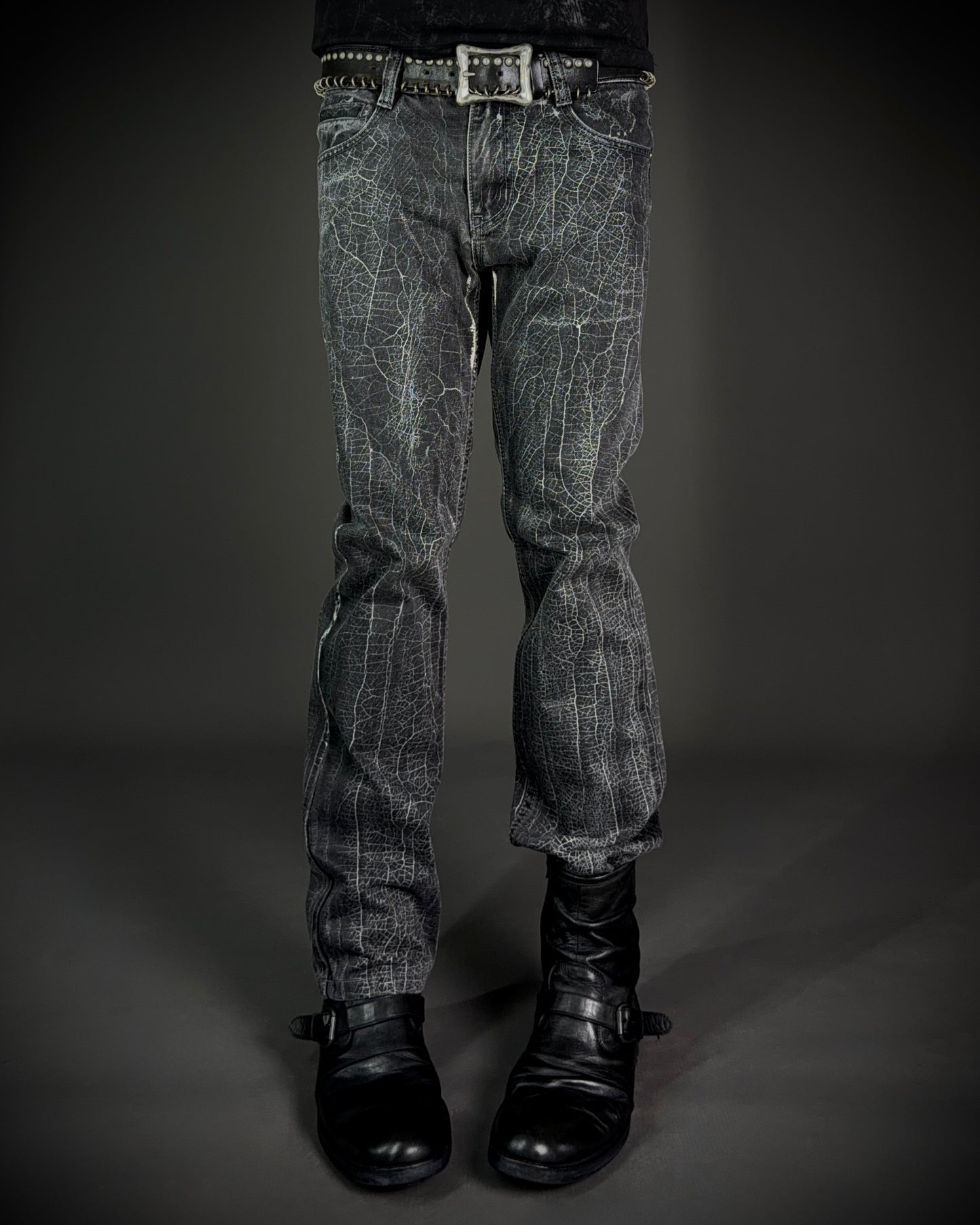 Dolce & Gabbana 2000s Crackle Wash Slim Straight Jeans