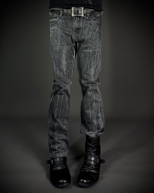 Dolce & Gabbana 2000s Crackle Wash Slim Straight Jeans