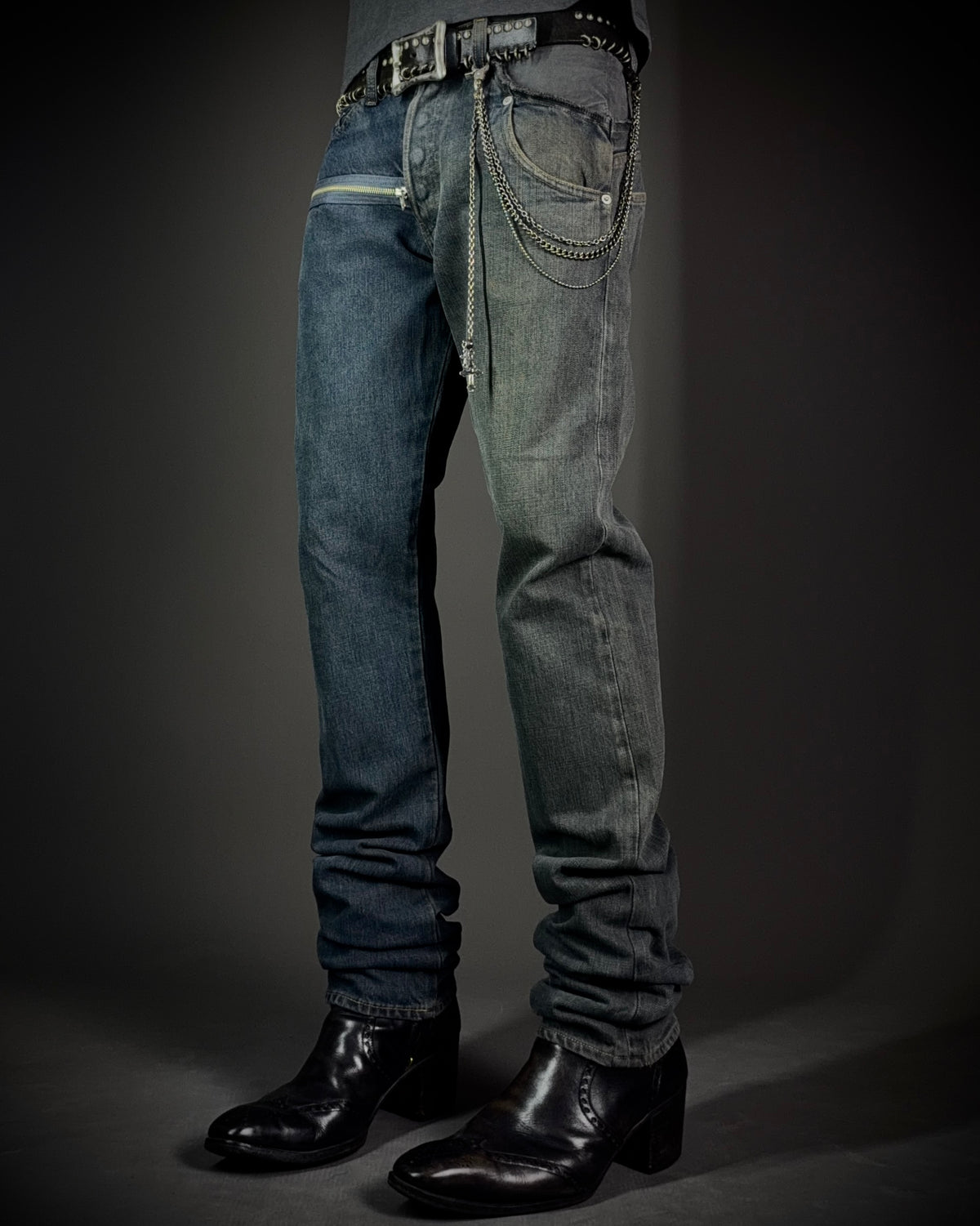 TALKING ABOUT THE ABSTRACTION Two Tone Zip Jeans