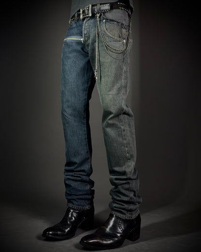 TALKING ABOUT THE ABSTRACTION Two Tone Zip Jeans