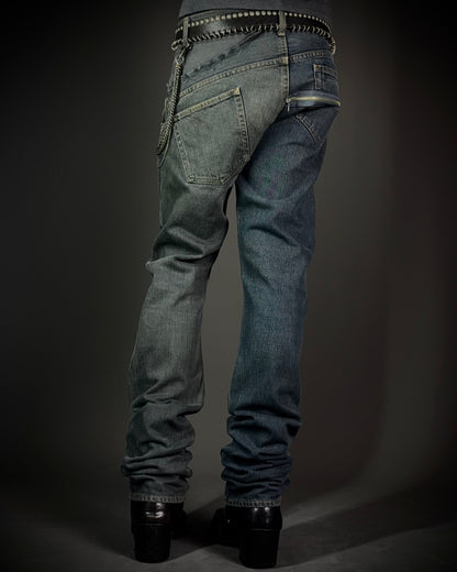 TALKING ABOUT THE ABSTRACTION Two Tone Zip Jeans