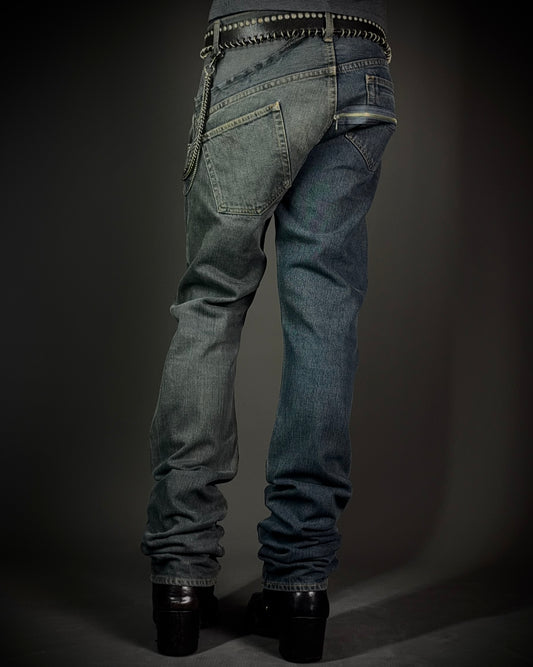 TALKING ABOUT THE ABSTRACTION Two Tone Zip Jeans
