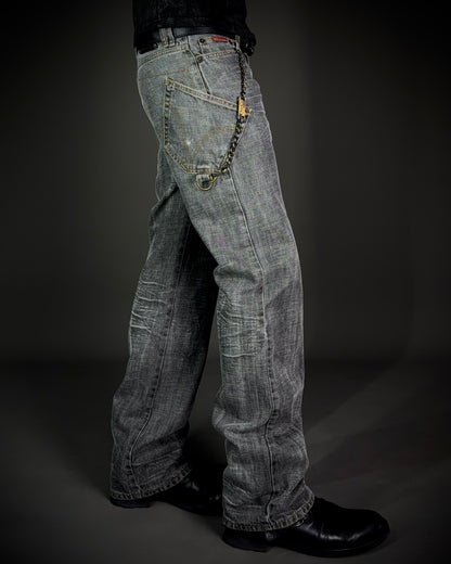 Dolce & Gabbana AW2003 Chain Detail Wide Straight Jeans