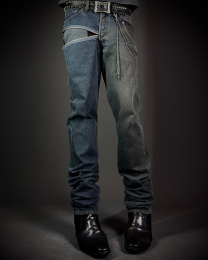 TALKING ABOUT THE ABSTRACTION Two Tone Zip Jeans