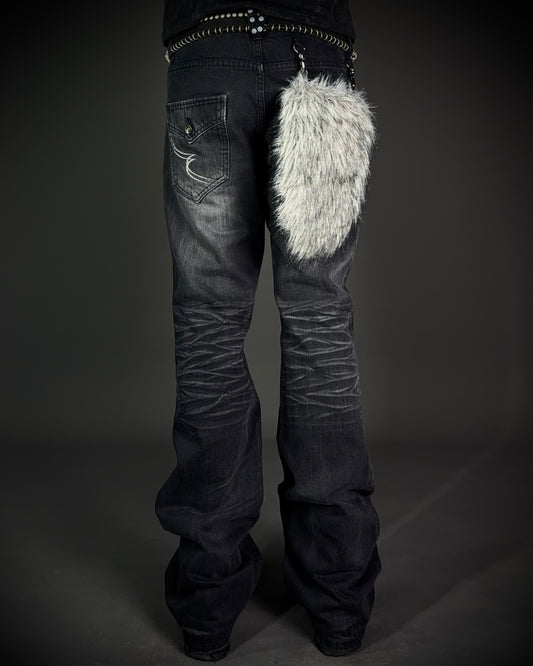 Semantic Design Detachable Fur Pouch Bootcut Denim
