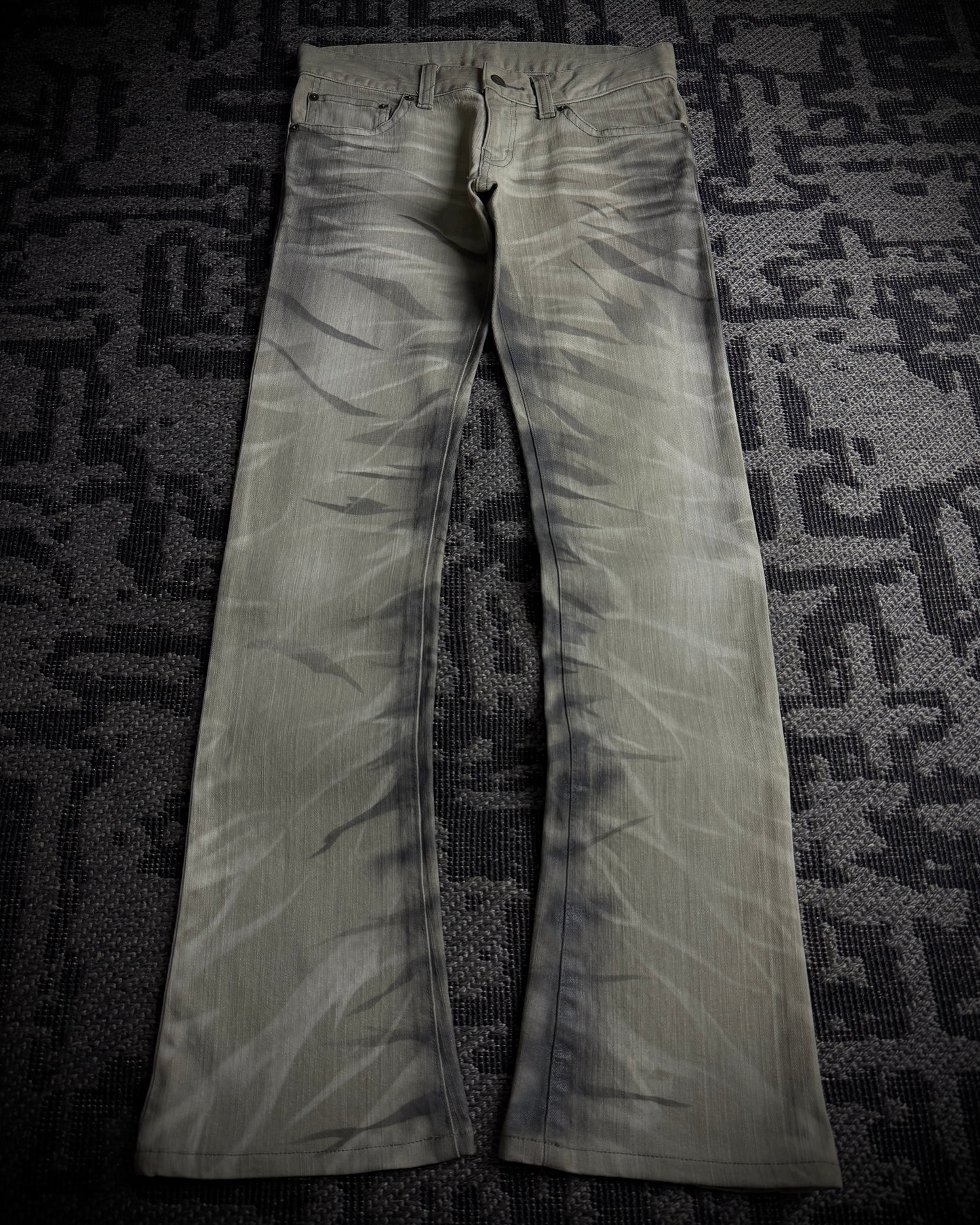 Tornado Mart Whiskered Black Gray Boot Cut Jeans