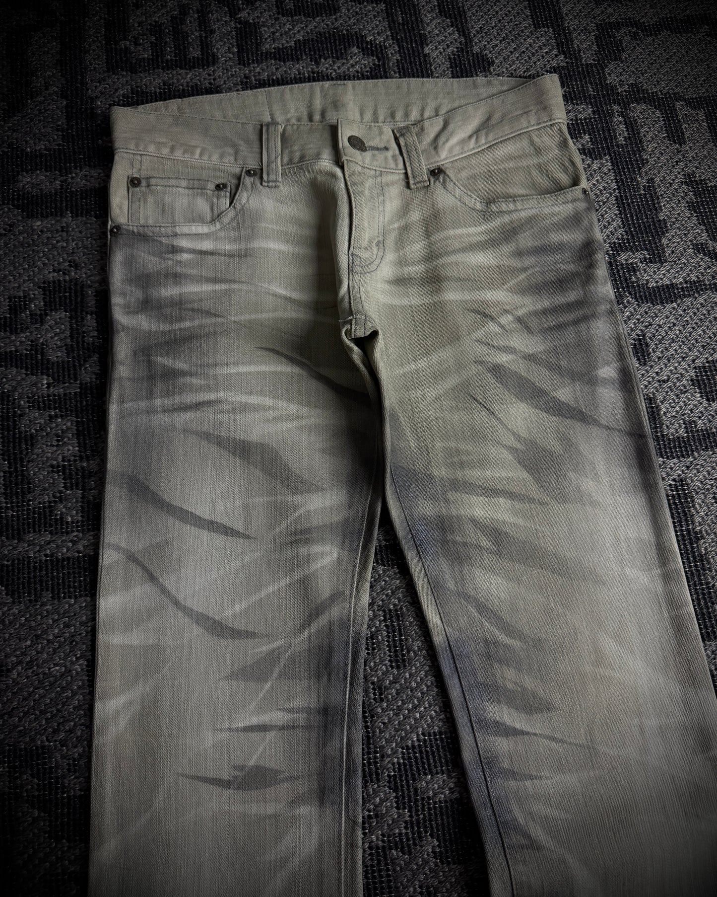 Tornado Mart Whiskered Black Gray Boot Cut Jeans