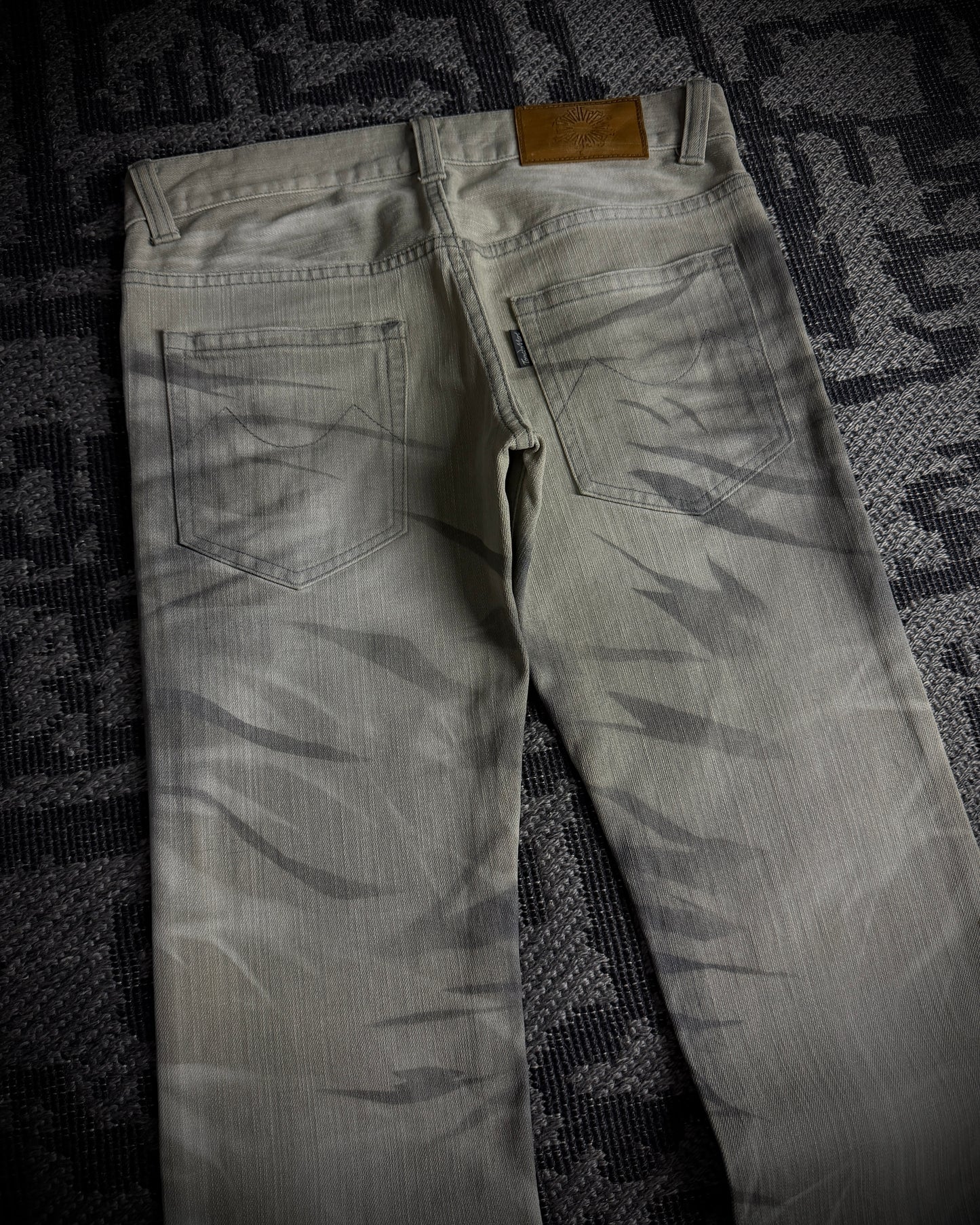 Tornado Mart Whiskered Black Gray Boot Cut Jeans