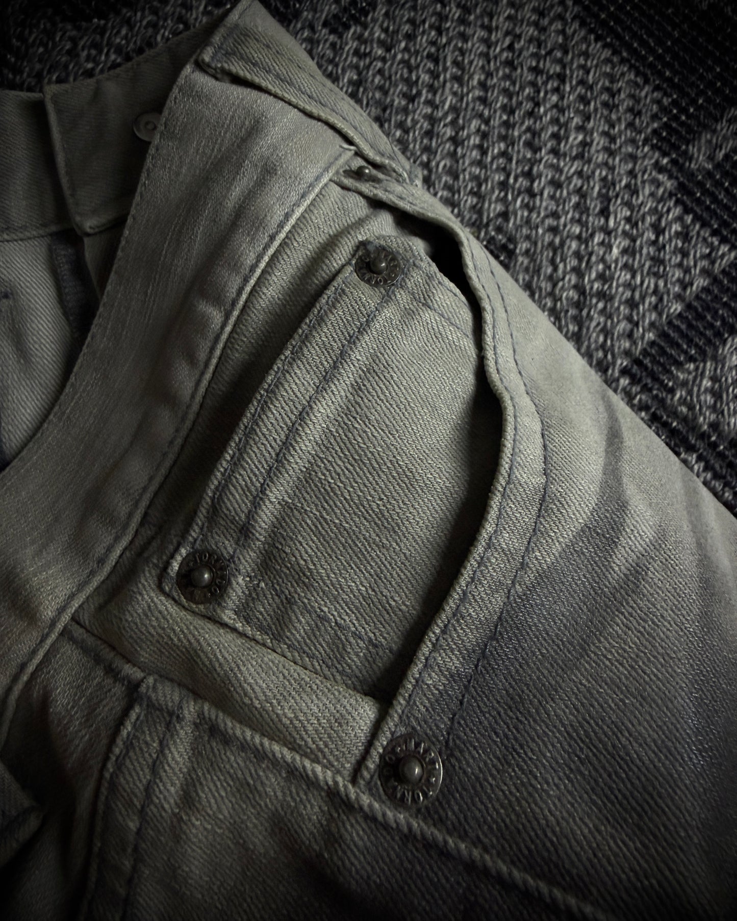 Tornado Mart Whiskered Black Gray Boot Cut Jeans