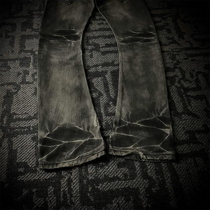 Buffalo Bobs Claw Mark J-cut Black Flared Jeans Size2