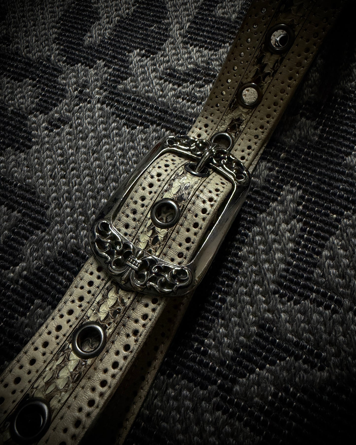 Tornado Mart Python Leather Grommet Belt