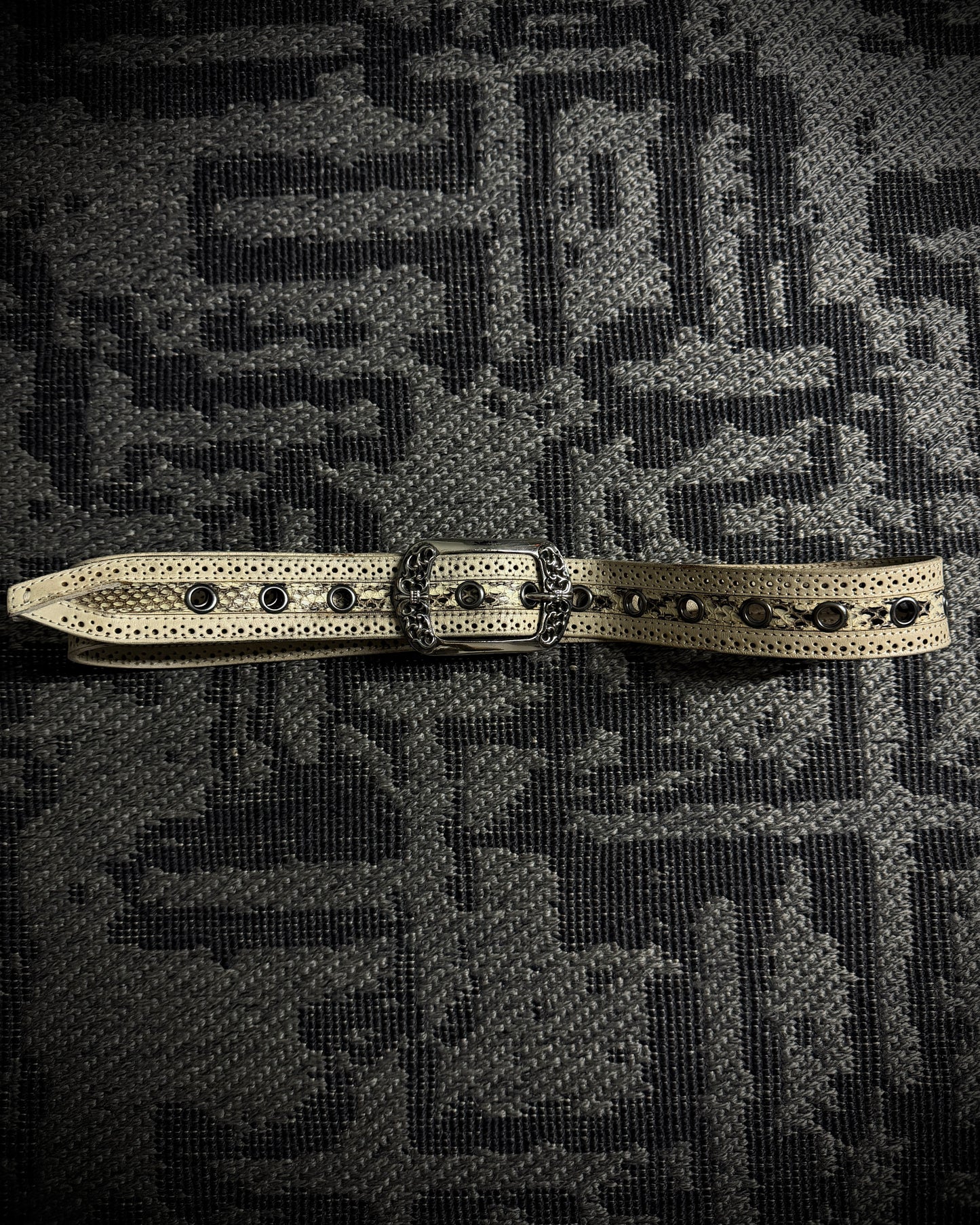 Tornado Mart Python Leather Grommet Belt