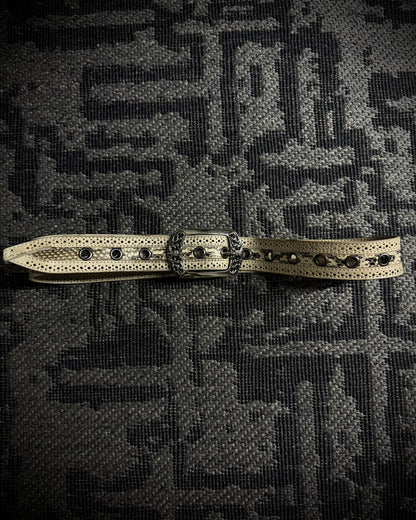 Tornado Mart Python Leather Grommet Belt