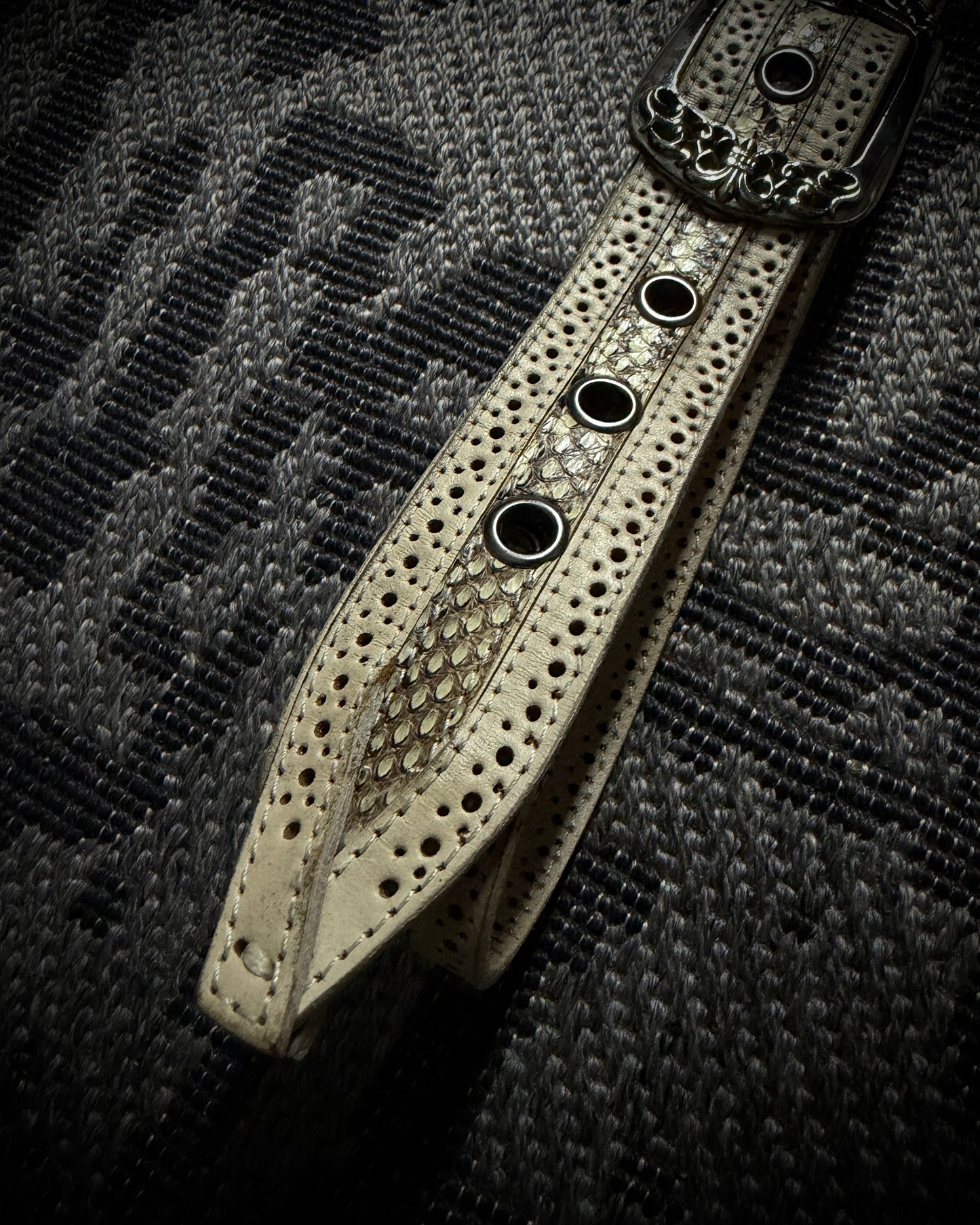 Tornado Mart Python Leather Grommet Belt