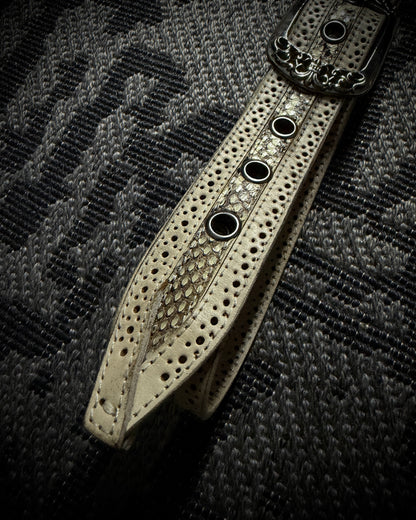 Tornado Mart Python Leather Grommet Belt