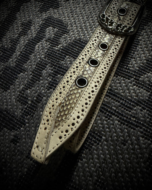 Tornado Mart Python Leather Grommet Belt