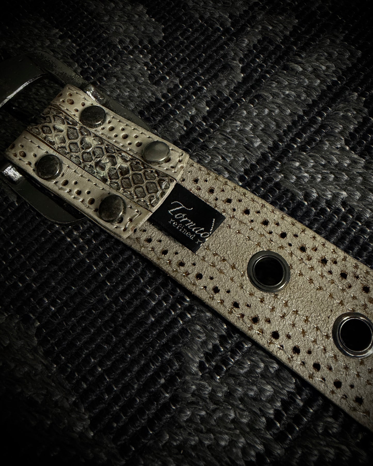 Tornado Mart Python Leather Grommet Belt