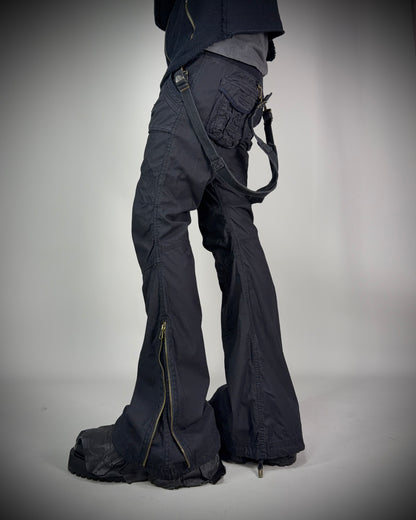 GOA Suspender Cargo Flared Pants Black