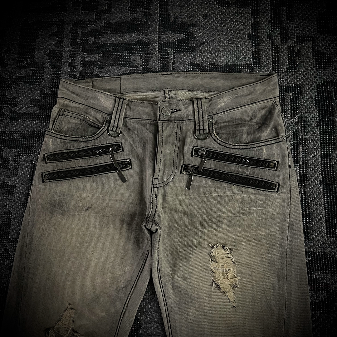 Buffalo Bobs Multi-zip J-cut Distressed Denim
