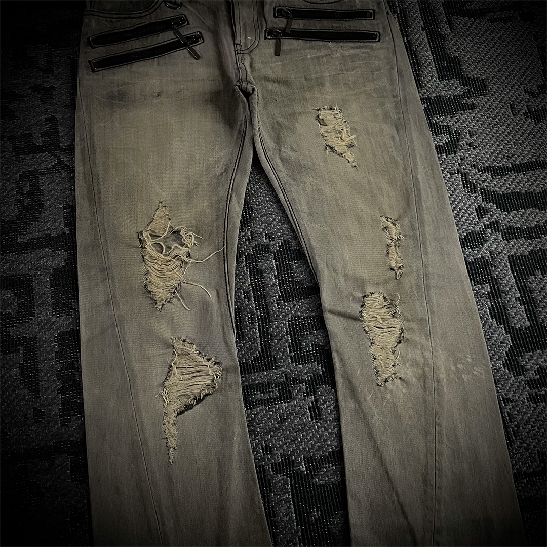 Buffalo Bobs Multi-zip J-cut Distressed Denim