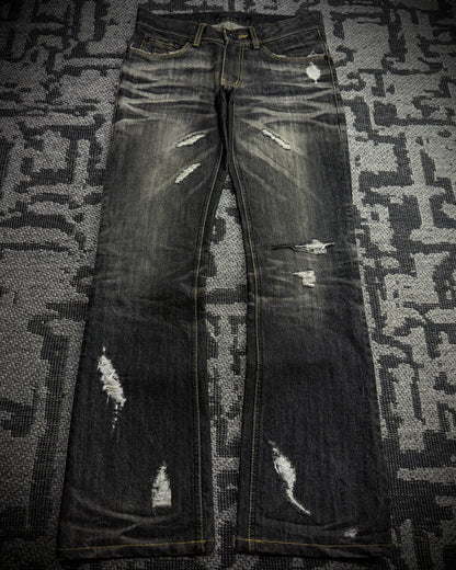 MIDAS Silver Thread Whiskered Distressed Denim