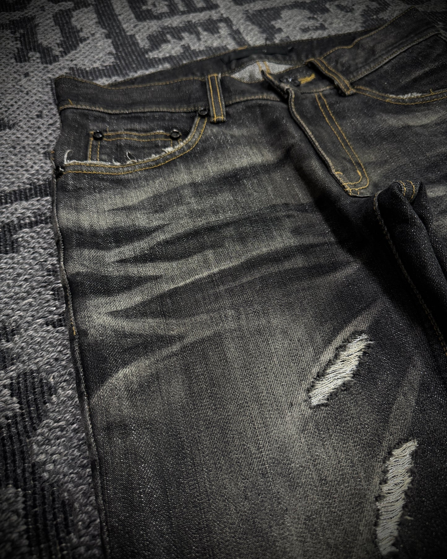 MIDAS Silver Thread Whiskered Distressed Denim