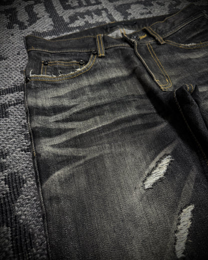 MIDAS Silver Thread Whiskered Distressed Denim