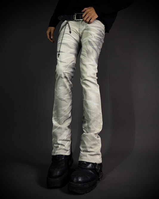 Tornado Mart Whiskered Black Gray Boot Cut Jeans