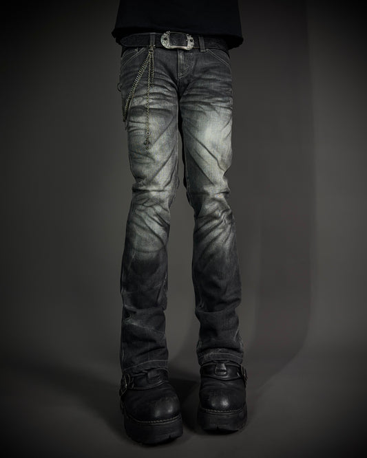 Tornado Mart Whiskered Black Boot Cut Jeans