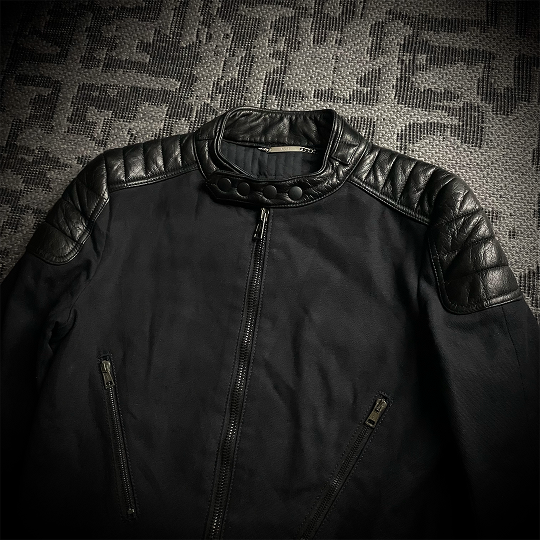 AKM Hybrid Calf Leather Biker Jacket