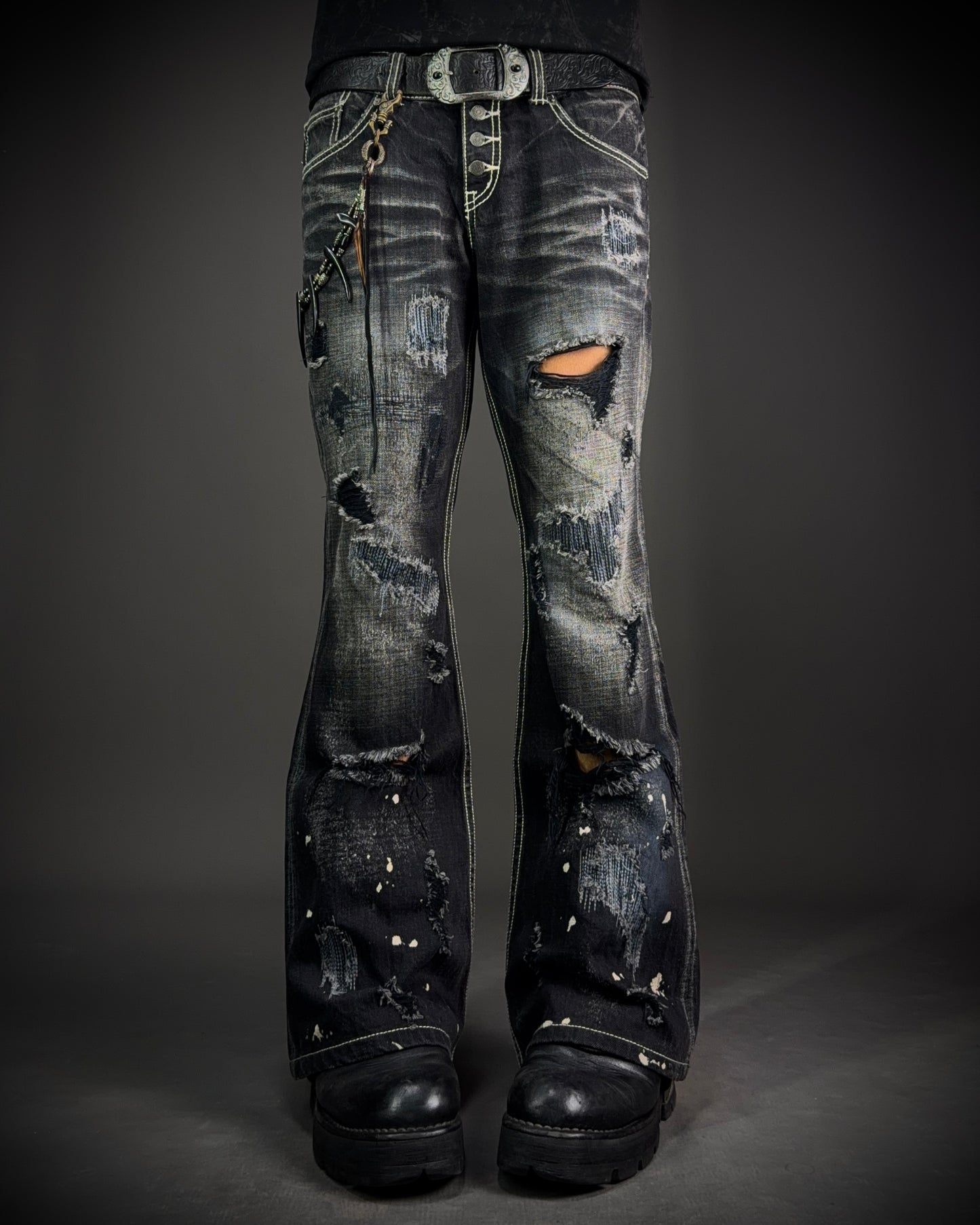 Tornado Mart Destroyed Flared Jeans
