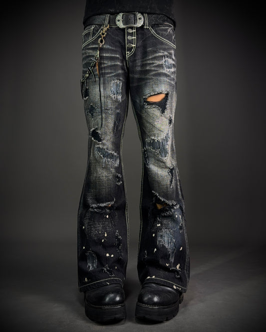 Tornado Mart Destroyed Flared Jeans