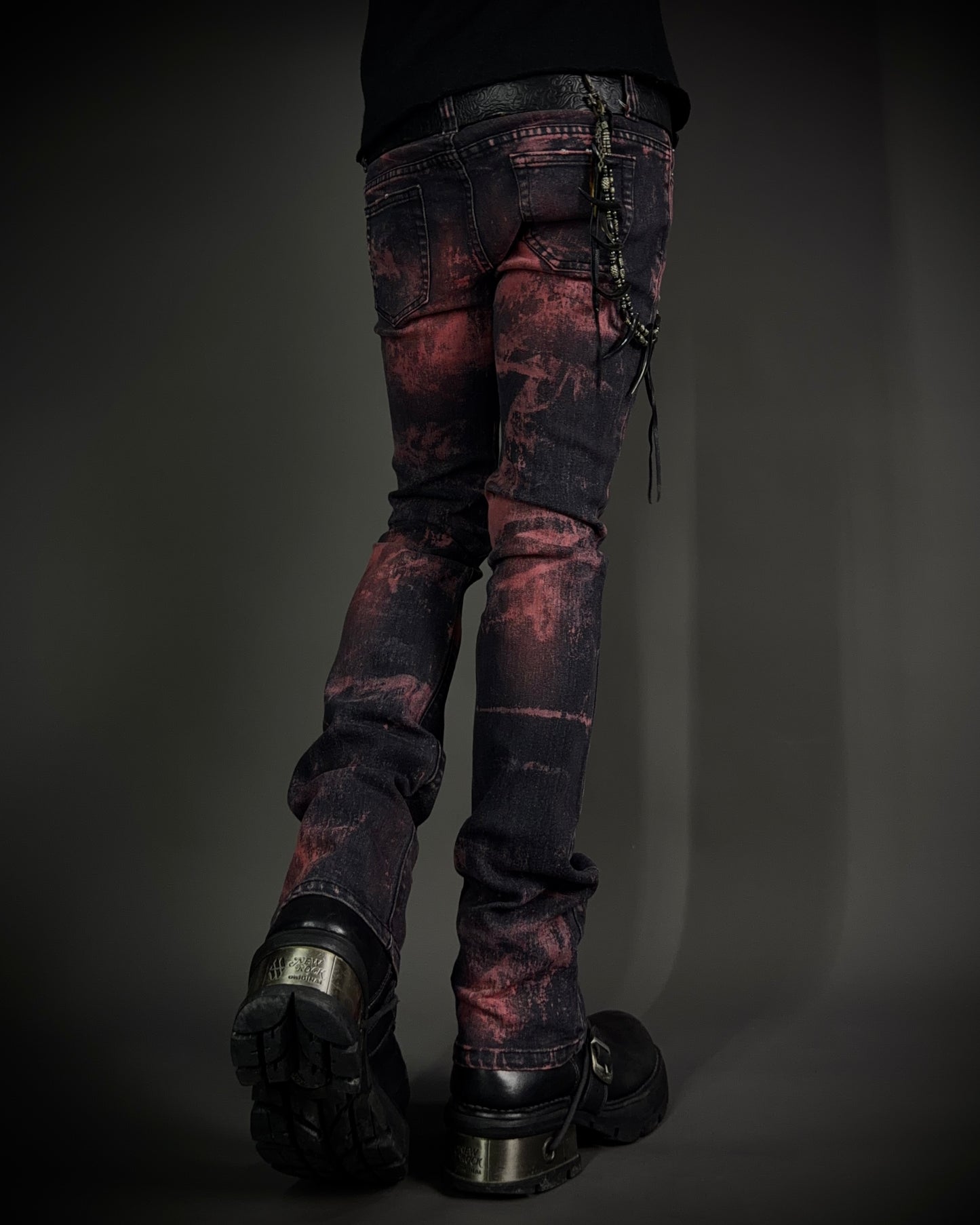 Sixh Bloodwash Gothic Print Denim