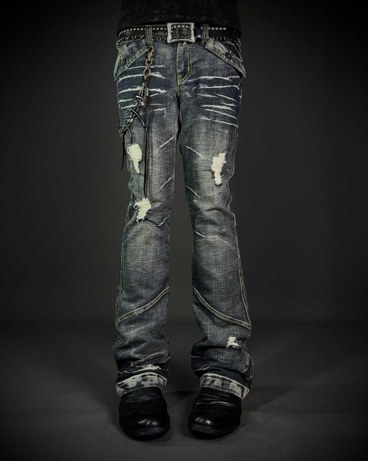 Black Crown Japanese Distressed Bootcut Denim