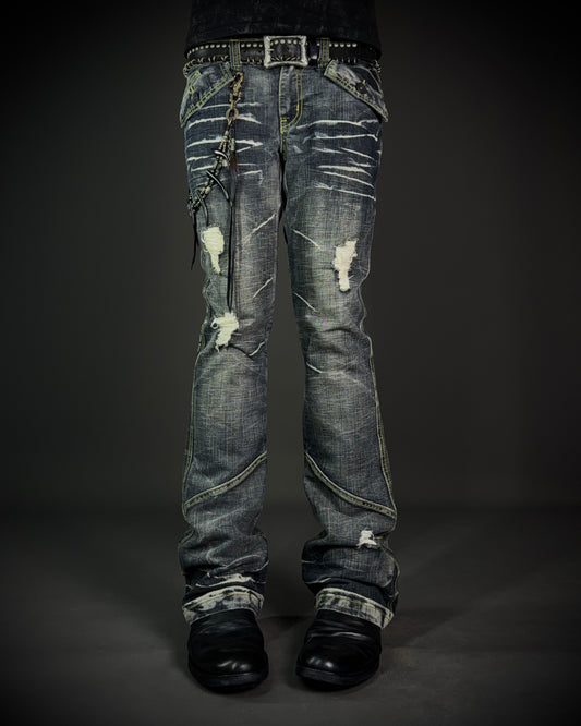 Black Crown Japanese Distressed Bootcut Denim