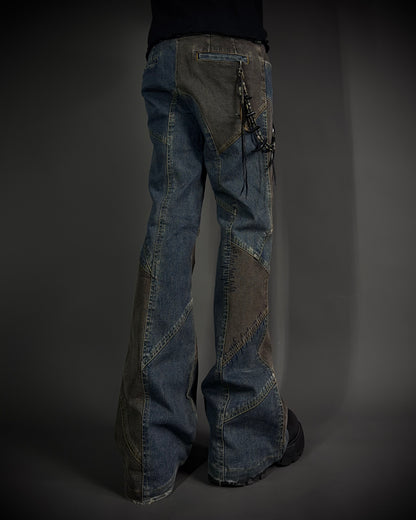 Tornado Mart Patchwork Cowboy Flared Jeans