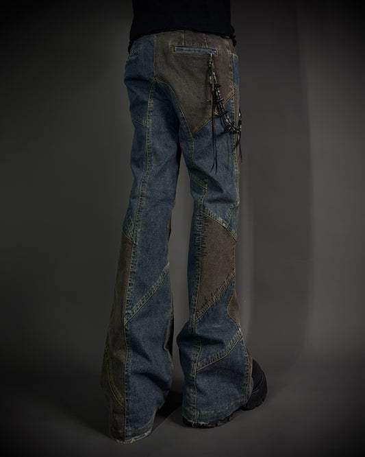 Tornado Mart Patchwork Cowboy Flared Jeans