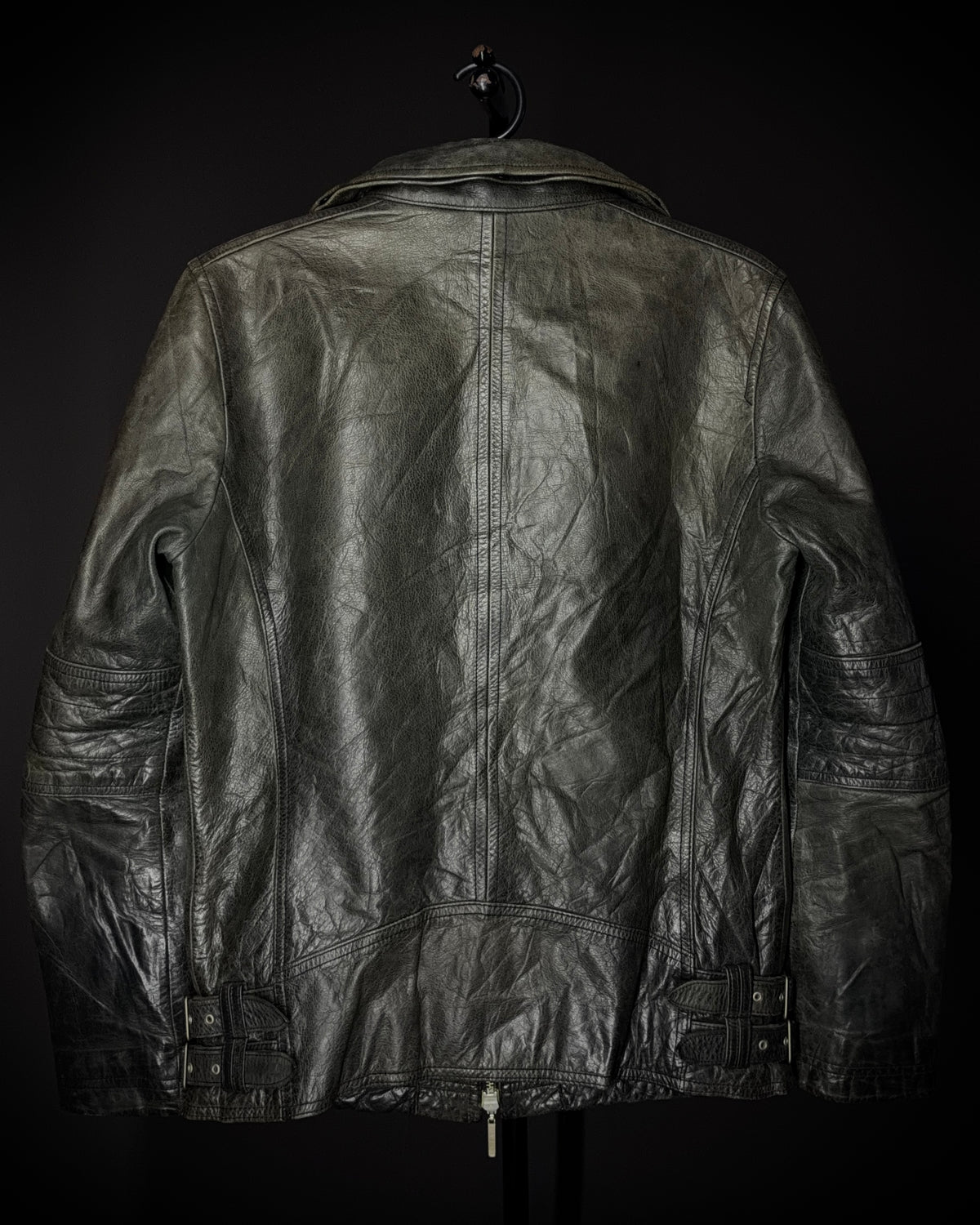 Atelier Sab Men Faded Buffalo Leather Biker Jacket