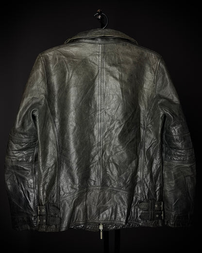Atelier Sab Men Faded Buffalo Leather Biker Jacket