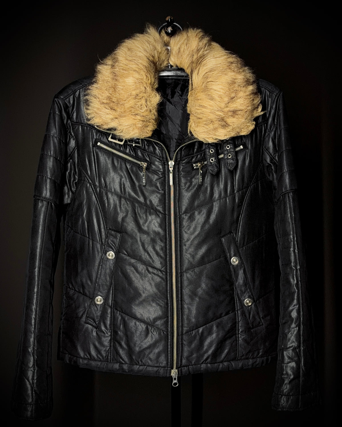 Atelier Sab Men Black Glossy Quilted Jacket