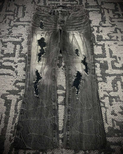 Fuga Waxed Distressed Flared Denim