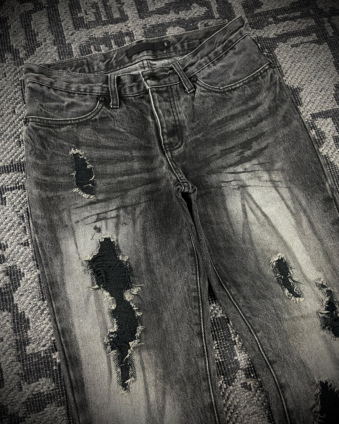 Fuga Waxed Distressed Flared Denim