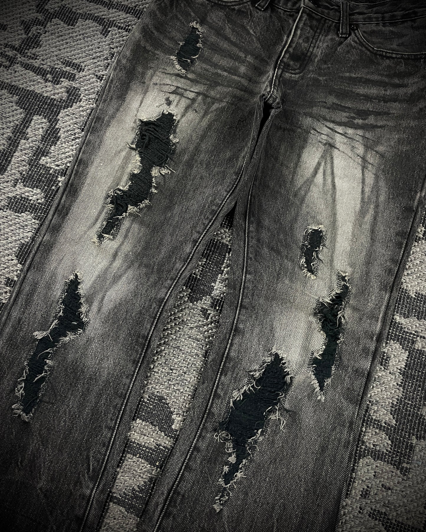 Fuga Waxed Distressed Flared Denim