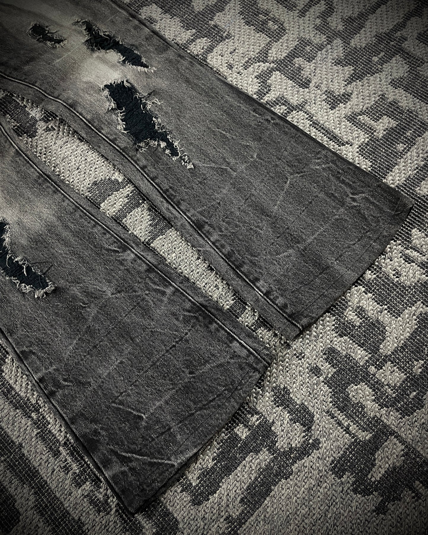 Fuga Waxed Distressed Flared Denim