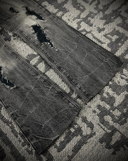 Fuga Waxed Distressed Flared Denim