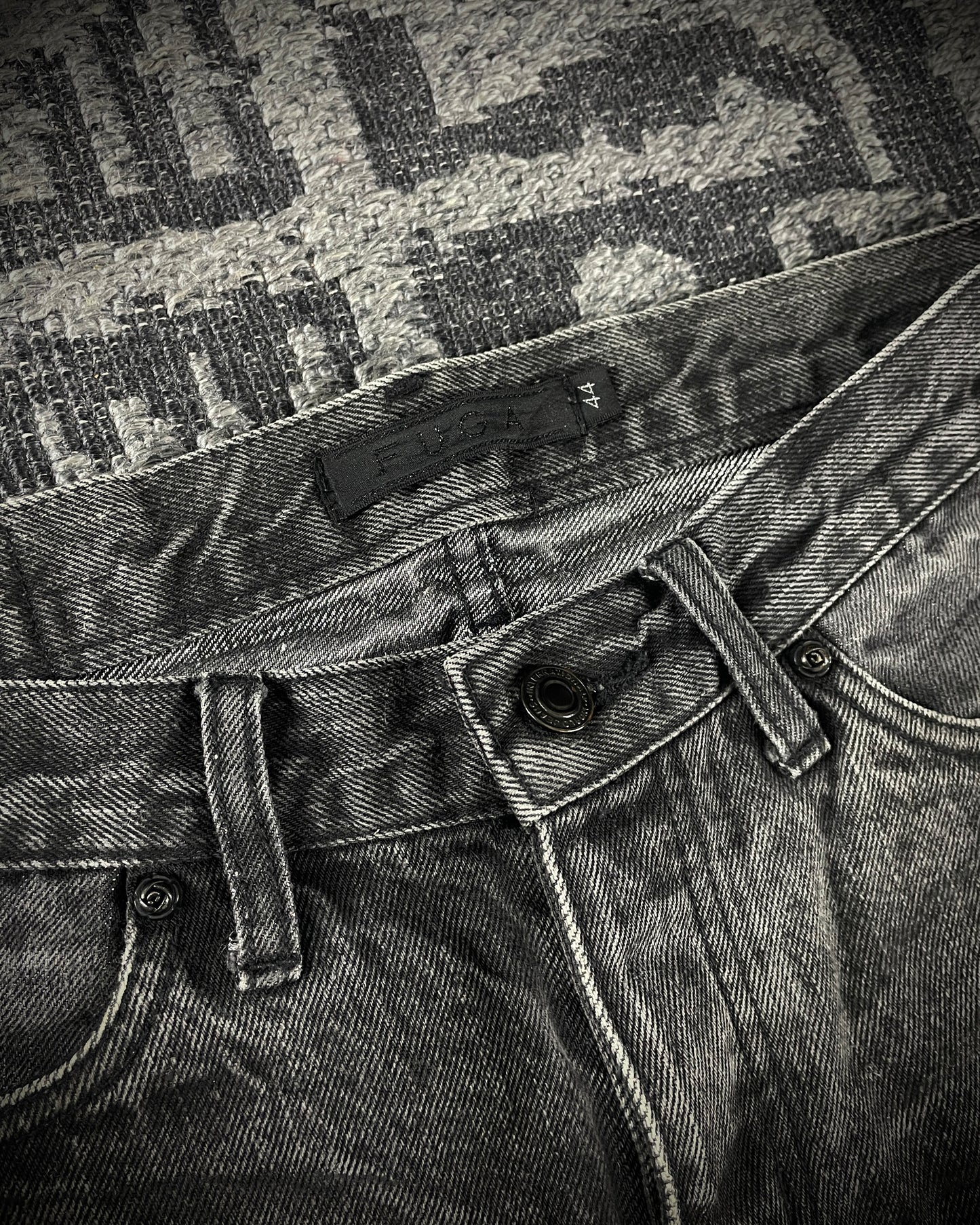 Fuga Waxed Distressed Flared Denim