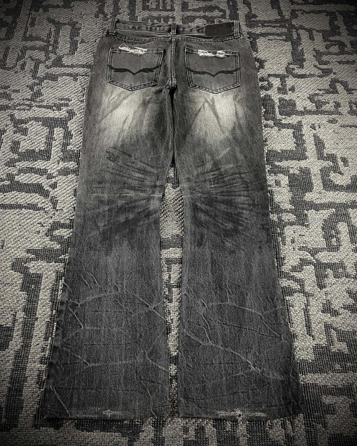 Fuga Waxed Distressed Flared Denim