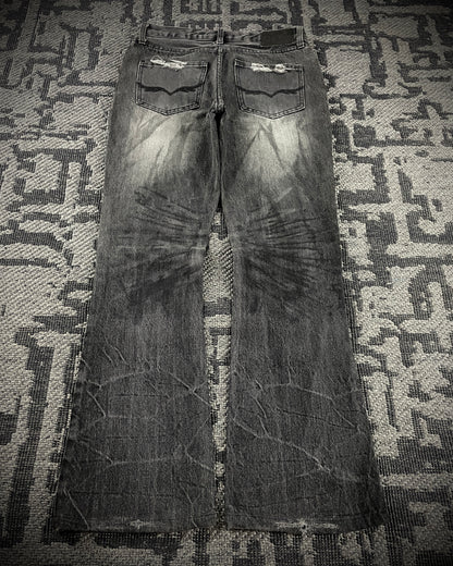 Fuga Waxed Distressed Flared Denim