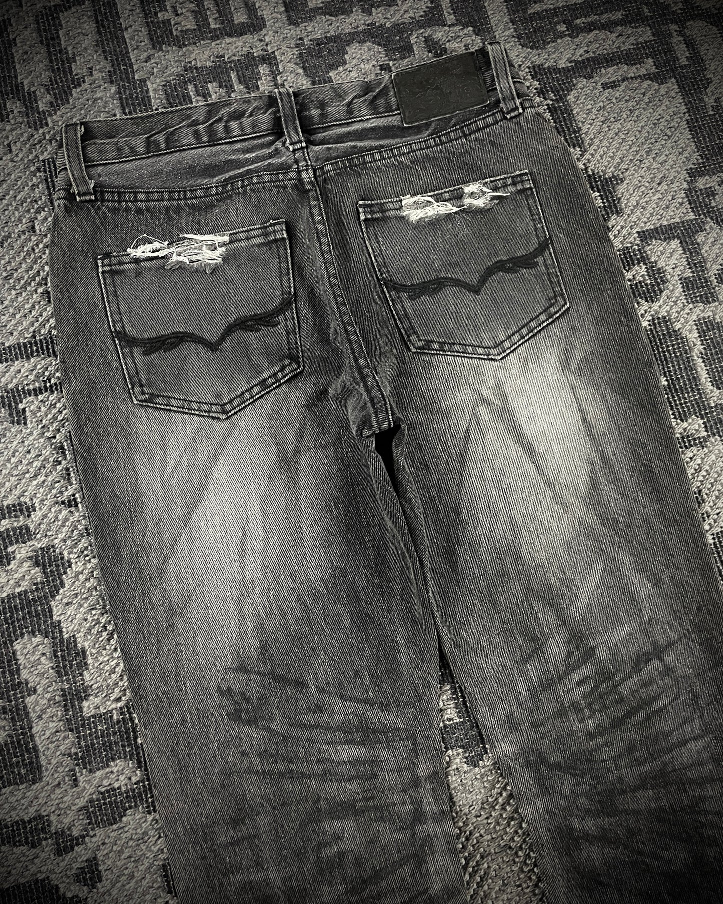 Fuga Waxed Distressed Flared Denim