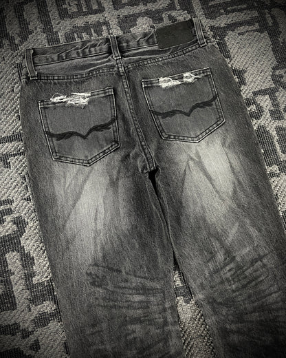Fuga Waxed Distressed Flared Denim